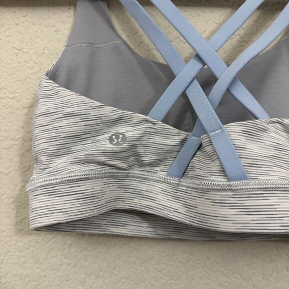 LULULEMON Energy Bra Crossback Gray/Blue Workout Yoga Athleisure NO PADS - Picture 4 of 8